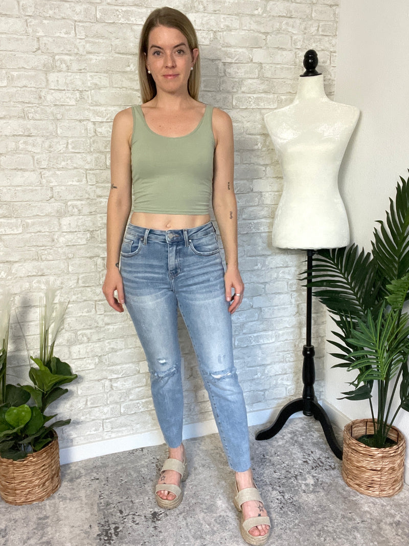 Sloane Distressed Micro-Flare Jeans