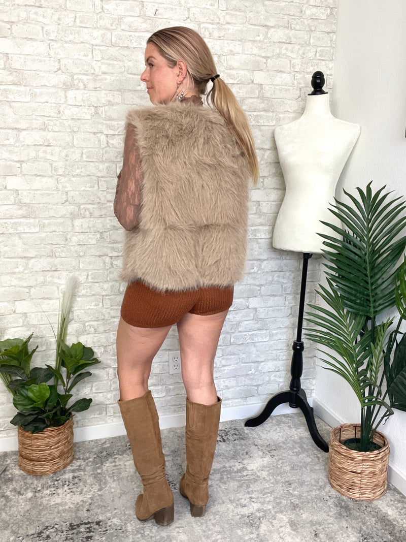 Rochelle Fuzzy Vest Taupe