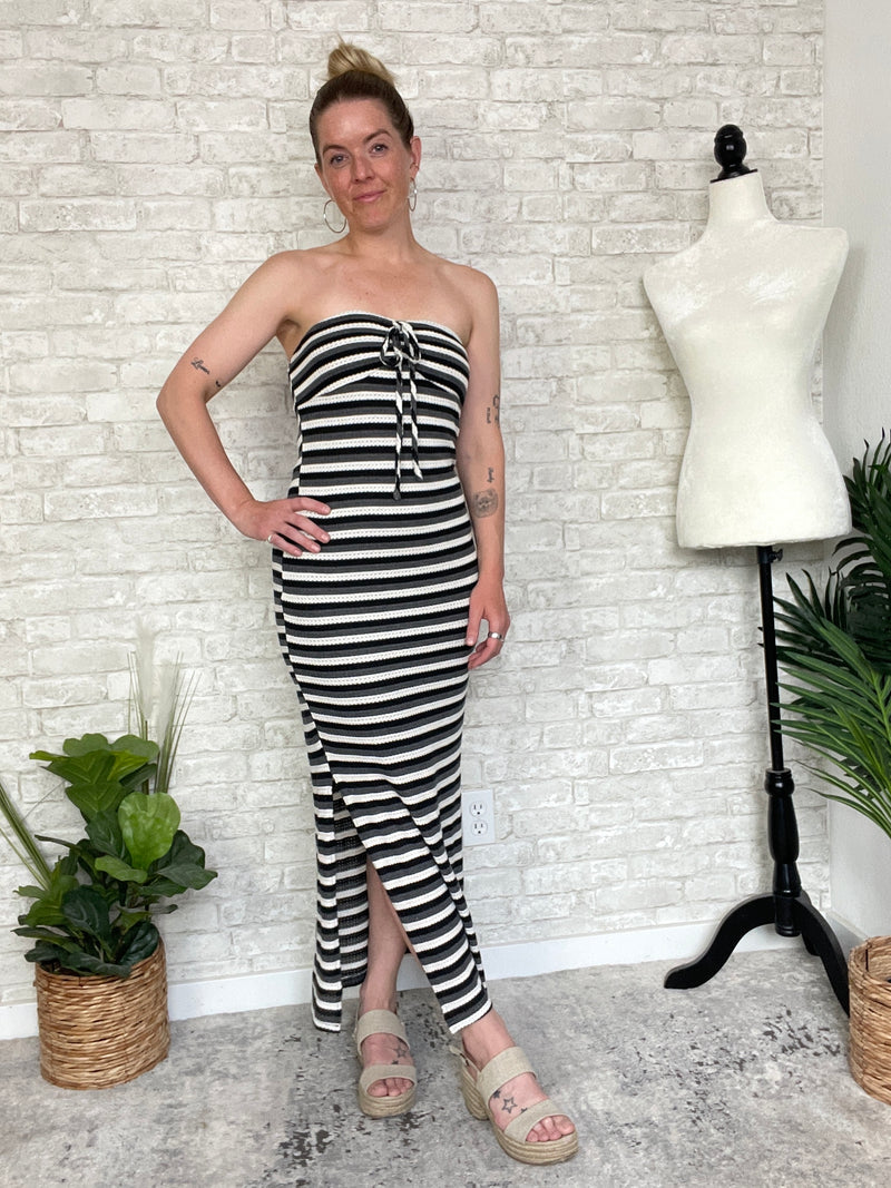 Lionel Black+White Stripe Knit Tube Dress