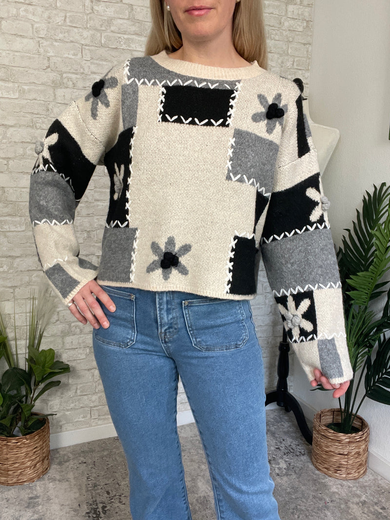 Emily Stitched Up Flower Sweater