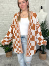 Millie Checker Print Cardigan Orange