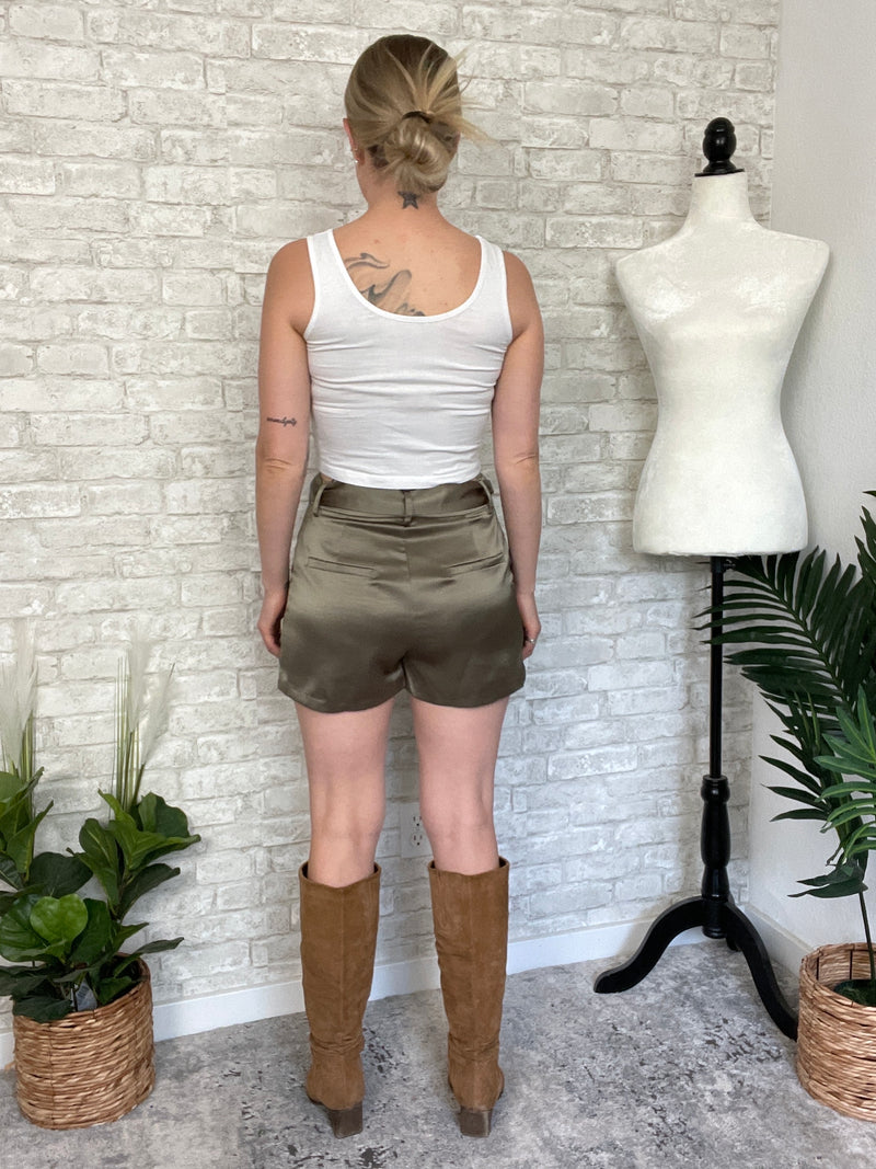 Jones Satin Olive Suit Set Bottoms