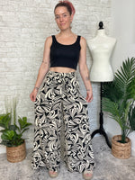 Abstract Swirls Wide Leg Pant - Black + White