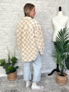 Fuzzy Checker Pattern Teddy Jacket Cream