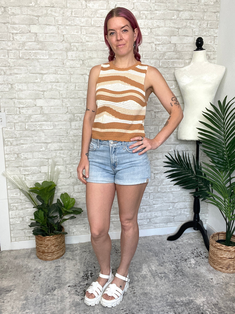 Quinn Crochet Neutral Waves Top