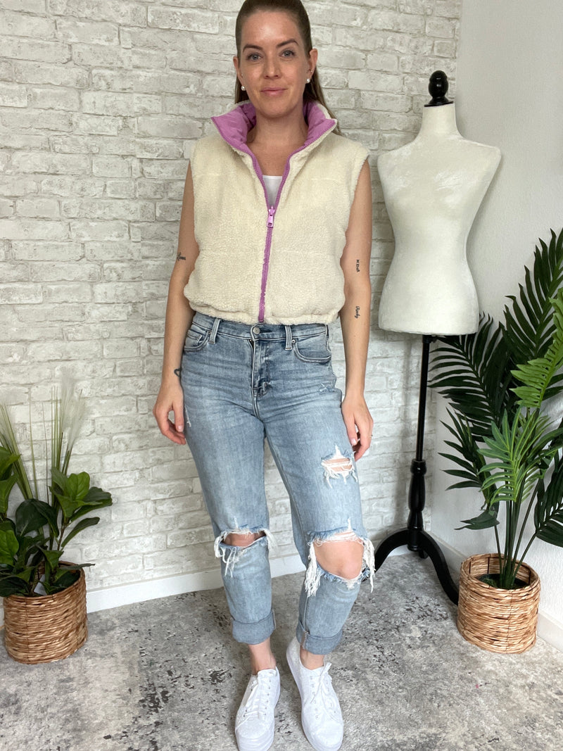 Paige Reversible Cropped Vest Lilac