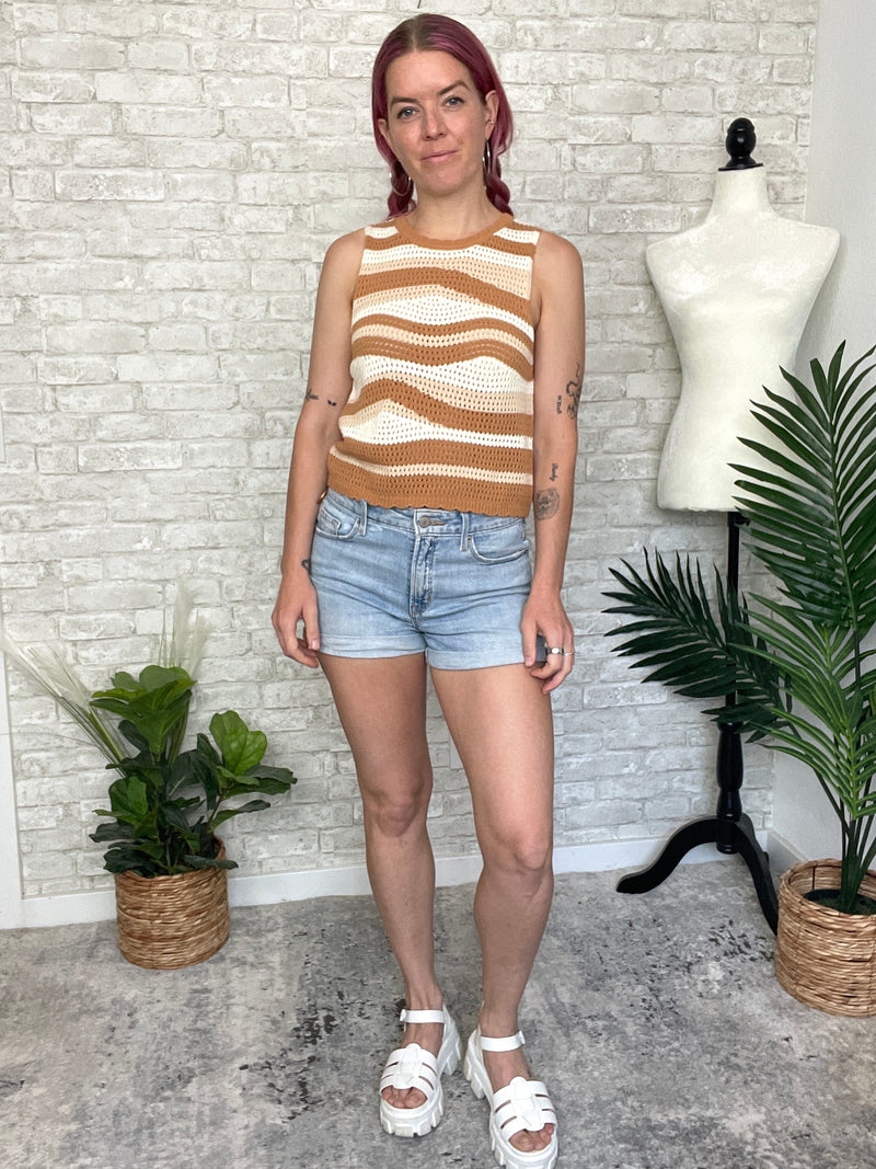 Quinn Crochet Neutral Waves Top