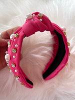 Dolly Pearl + Rhinestone Headband Pink