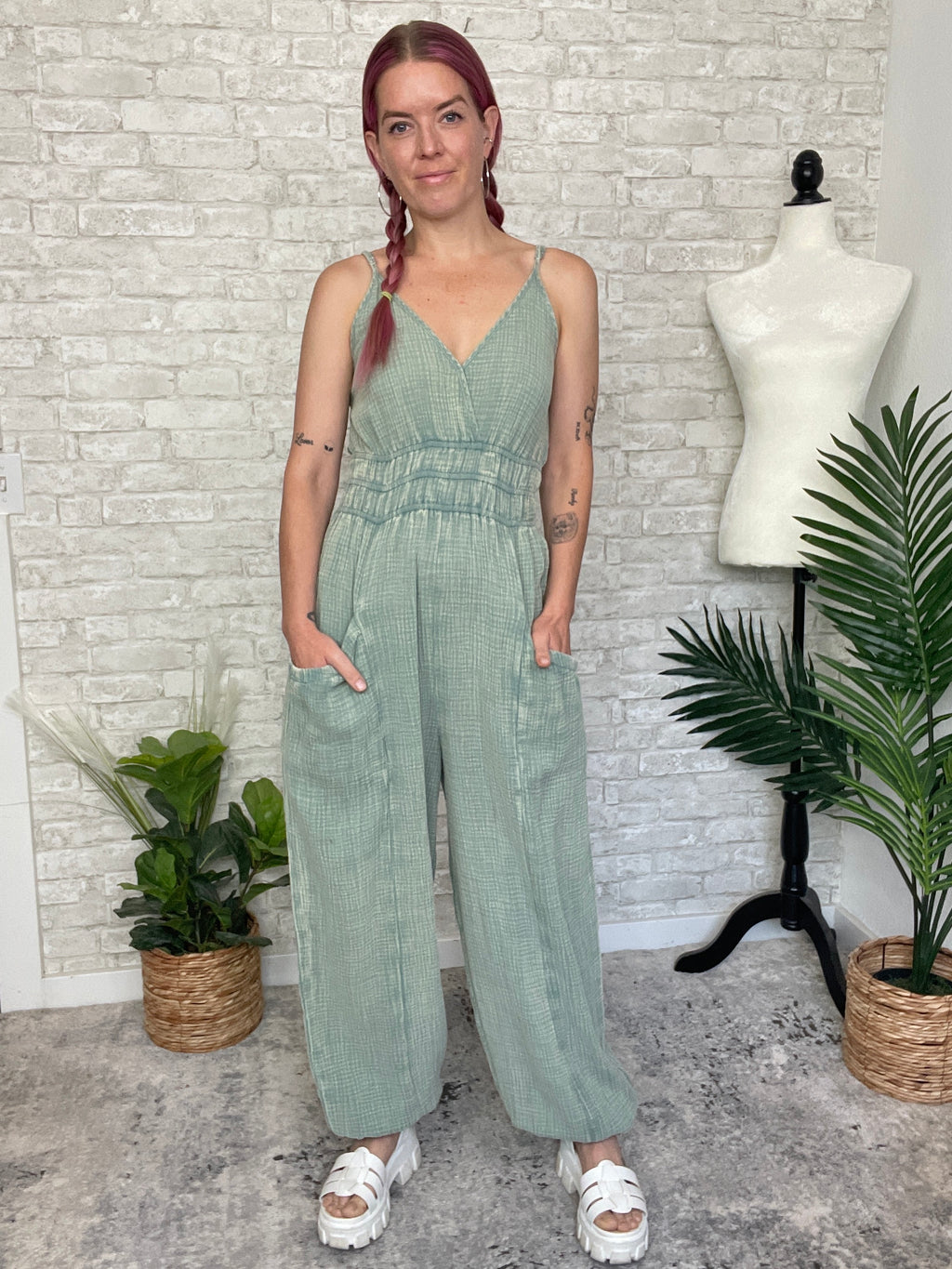 Sage Gauze Jumpsuit