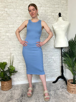 Plume Ribbed Dress Blue