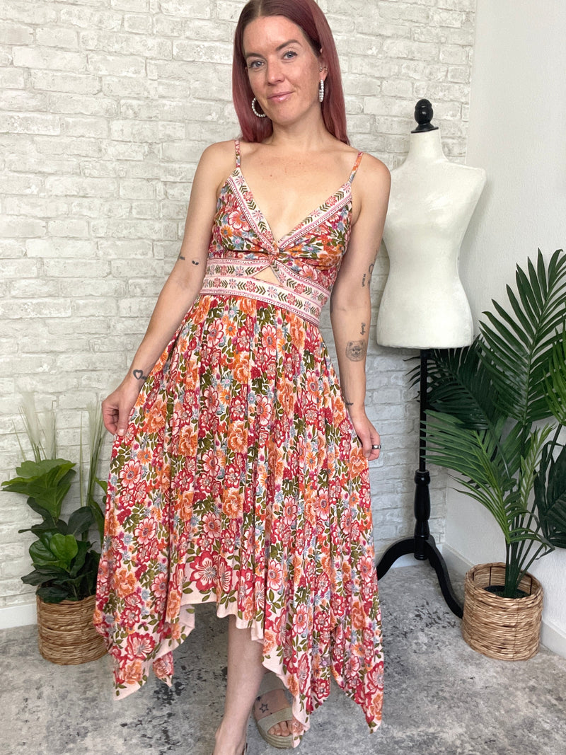 Heidi Twist Peach Floral Dress