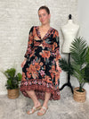 Madison Long Sleeve Twist Maxi Midnight Black+Ginger Floral
