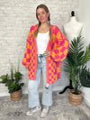 Millie Checker Print Cardigan Pink+Orange