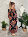 Madison Long Sleeve Twist Maxi Midnight Black+Ginger Floral