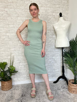 Plume Ribbed Dress Sage Green