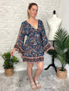 Mirabelle Teal Long Sleeve Mini Dress