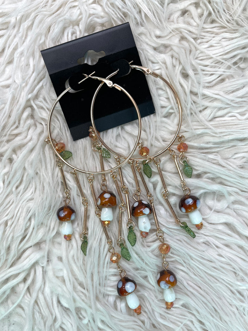 Dangling Mushroom Hoops