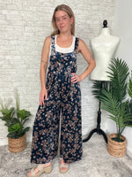 Daisy Navy Velvet Overall