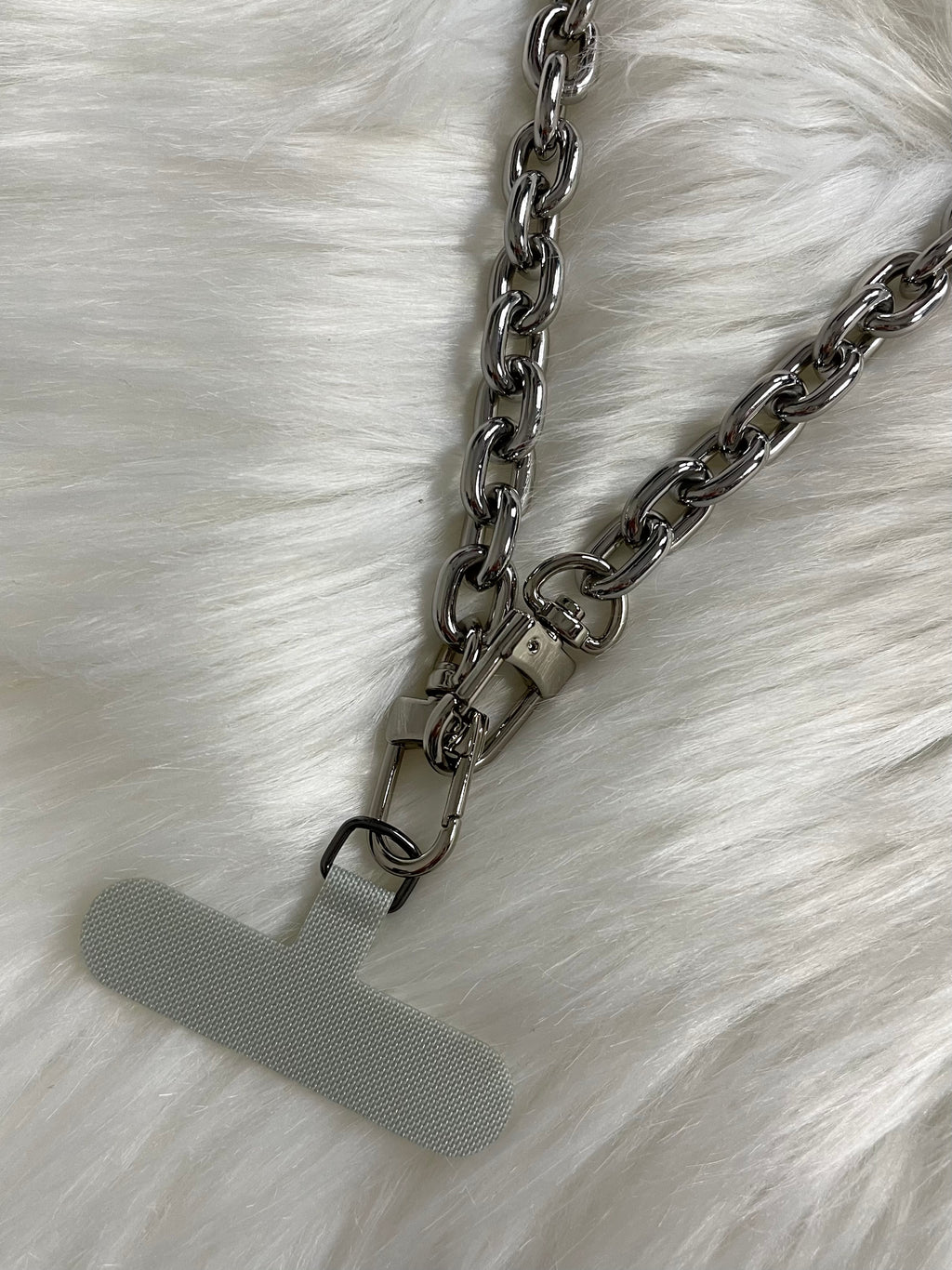 Cell Phone Simple Chain Strap Long Silver