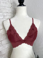 Butterfly Lace Bralette Burgundy