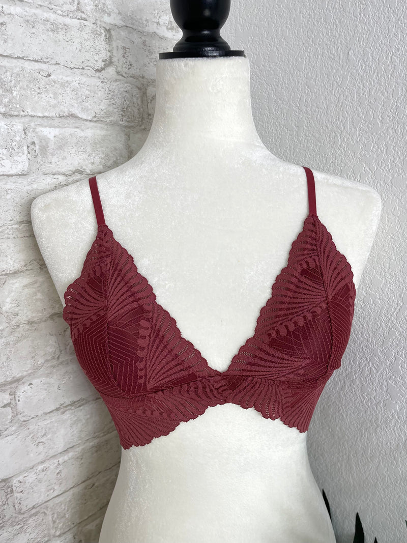 Butterfly Lace Bralette Burgundy