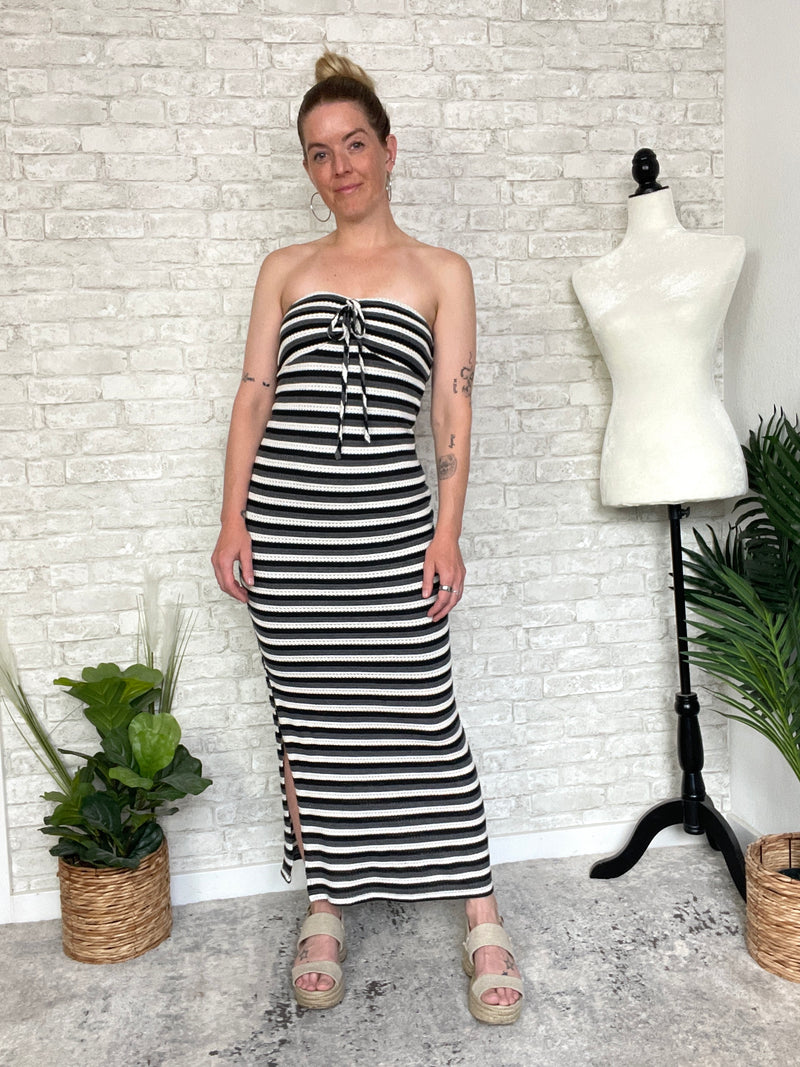 Lionel Black+White Stripe Knit Tube Dress