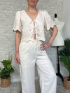 Catalina Eyelet Set Lace Up Top