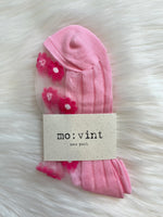 Sheer Floral Socks - Pink