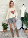 Rooster Doodle Colorful Knit Pullover