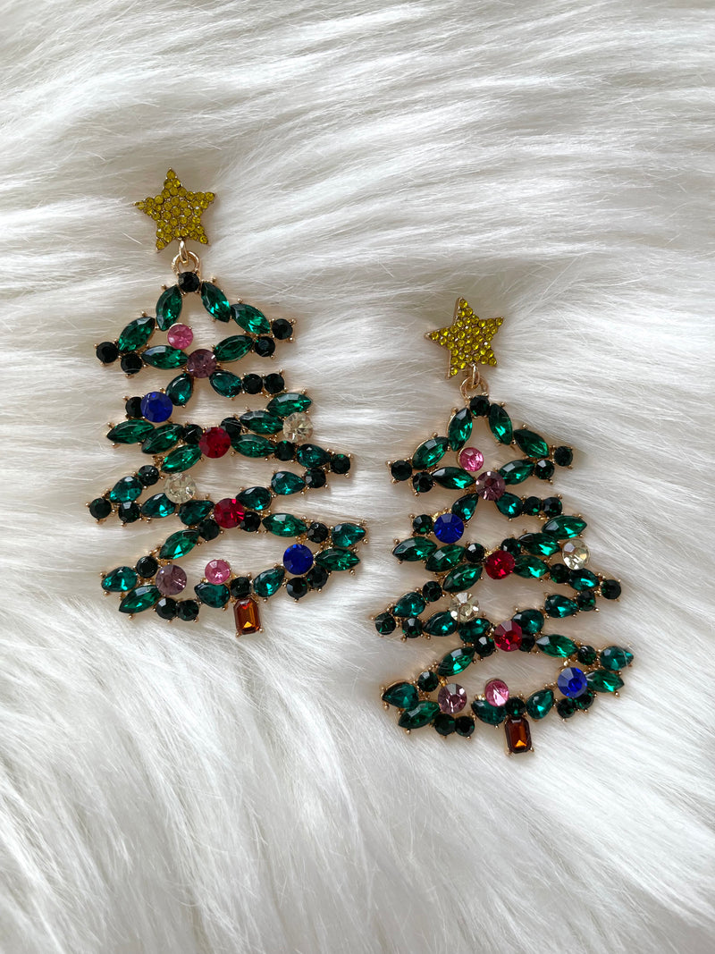 Gem Christmas Tree Earrings
