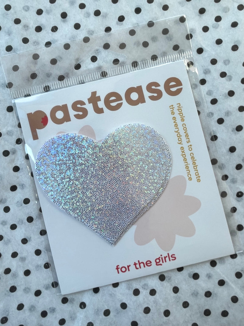 Silver Glitter Heart Pasties