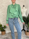 Celine Bow Blouse Green