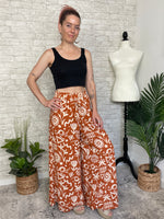 Abstract Swirls Wide Leg Pant - Ginger + Beige