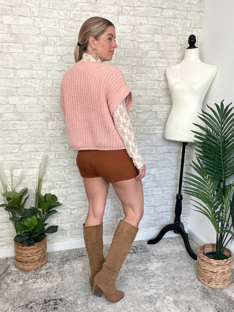Lanny Short Sleeve Button-Up Cardigan Pink