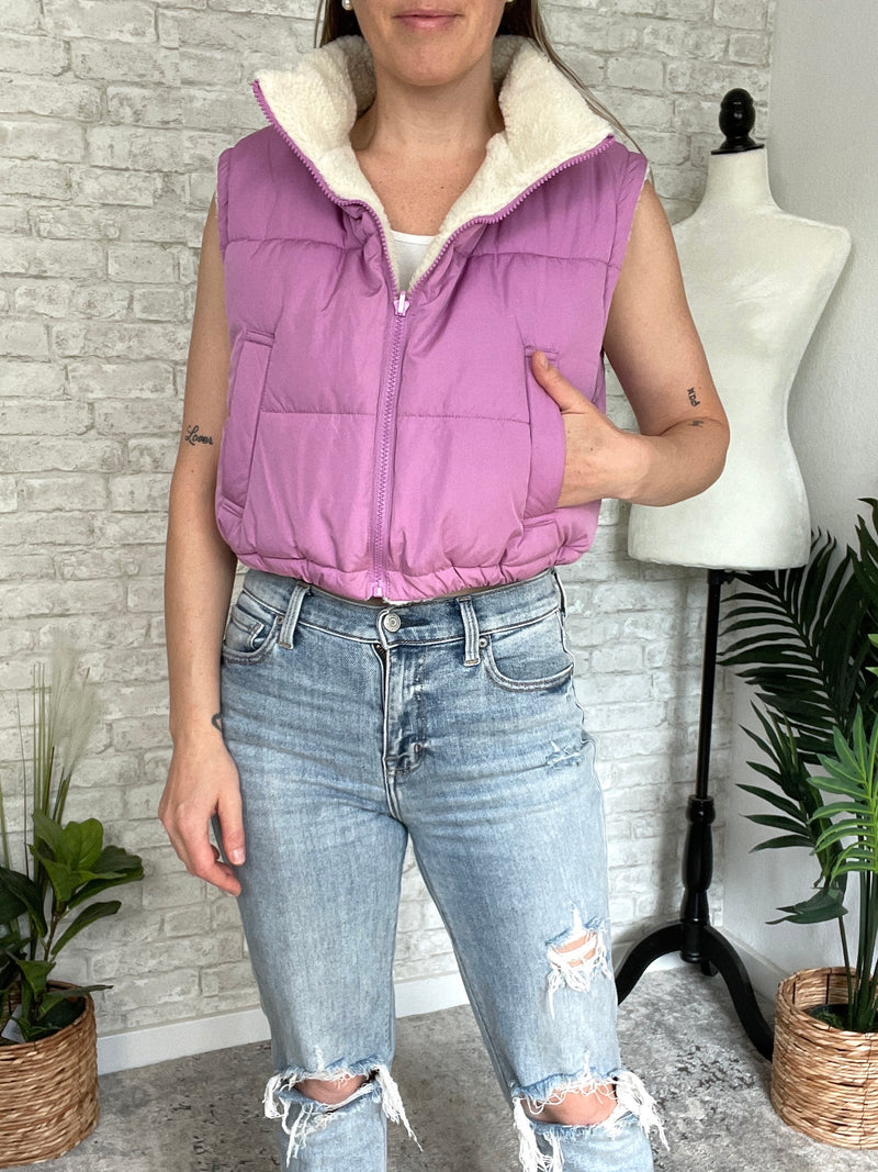 Paige Reversible Cropped Vest Lilac