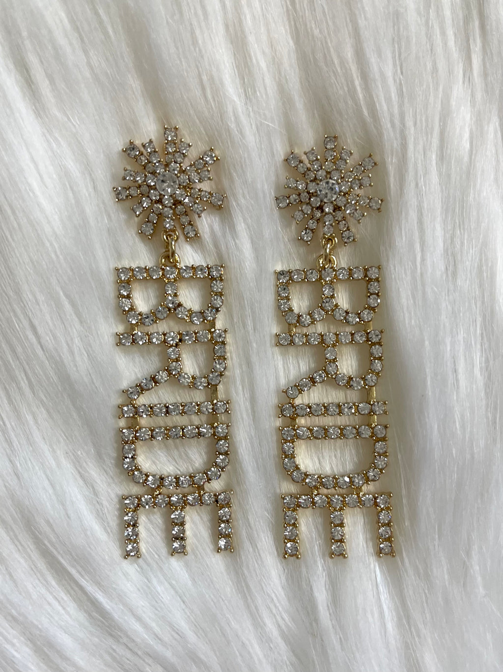 Clear Rhinestone Bride Earrings Gold