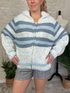 Zelda Zip Up Knit Cardigan - Blue Combo