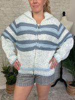 Zelda Zip Up Knit Cardigan - Blue Combo