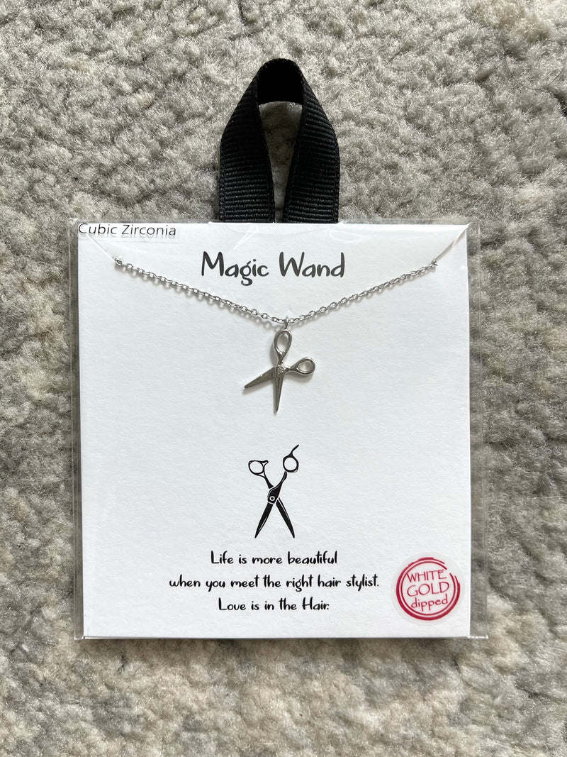 Magic Wand Scissors Pendant Silver