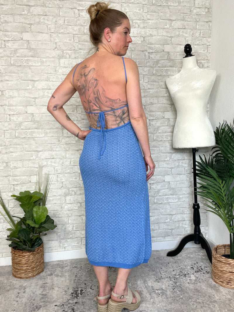 Conch Blue Seaside Knit Dress/CoverUp