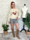 Rooster Doodle Colorful Knit Pullover