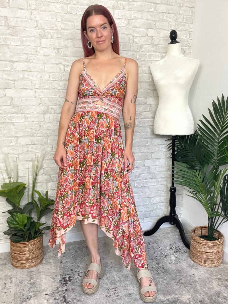 Heidi Twist Peach Floral Dress
