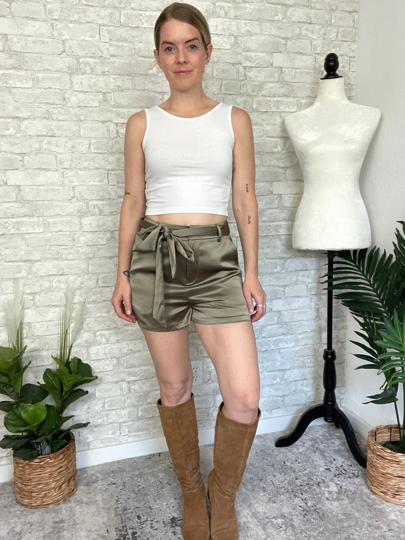 Jones Satin Olive Suit Set Bottoms