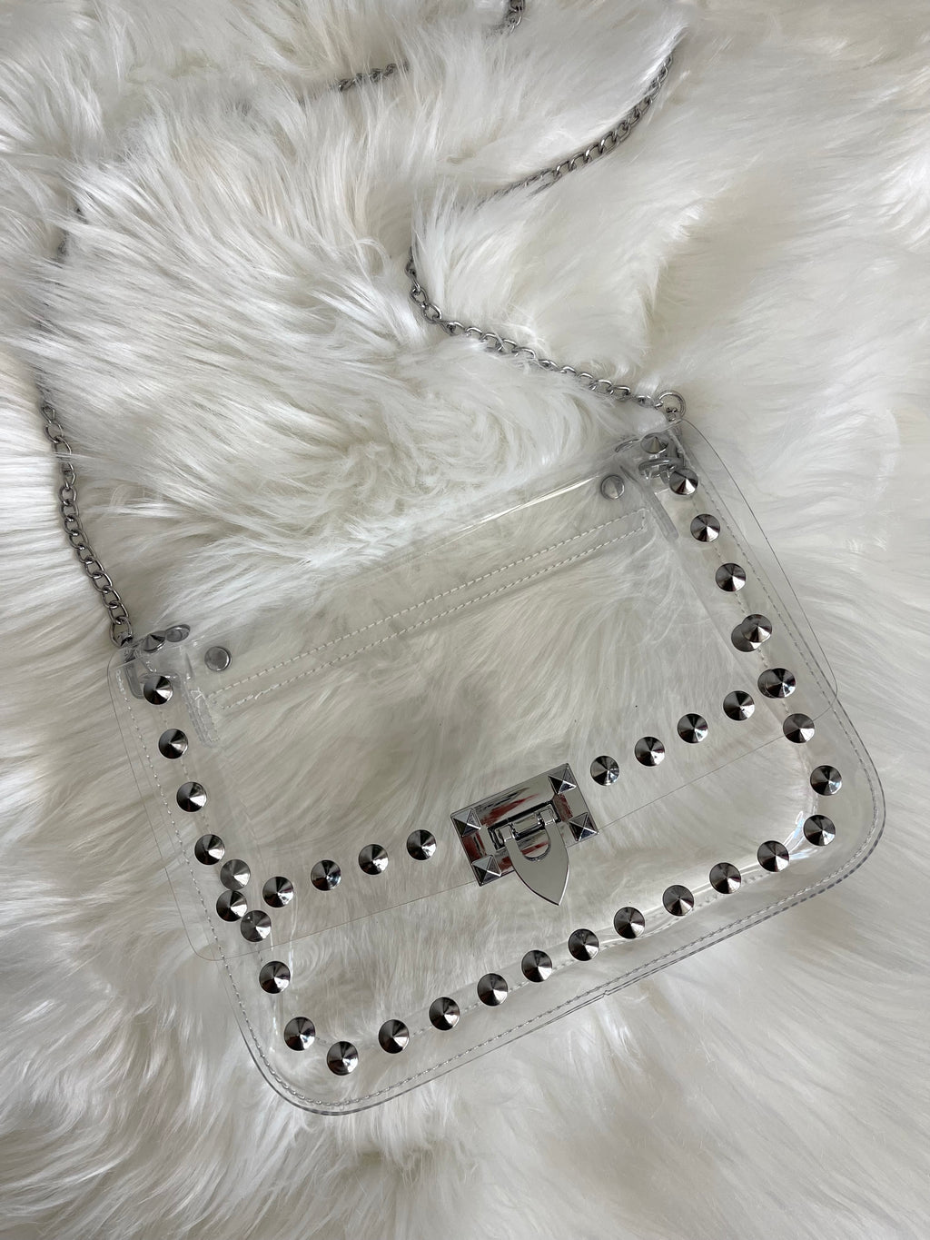 Clear Stud Handbag Silver