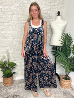Daisy Navy Velvet Overall
