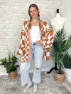 Millie Checker Print Cardigan Orange