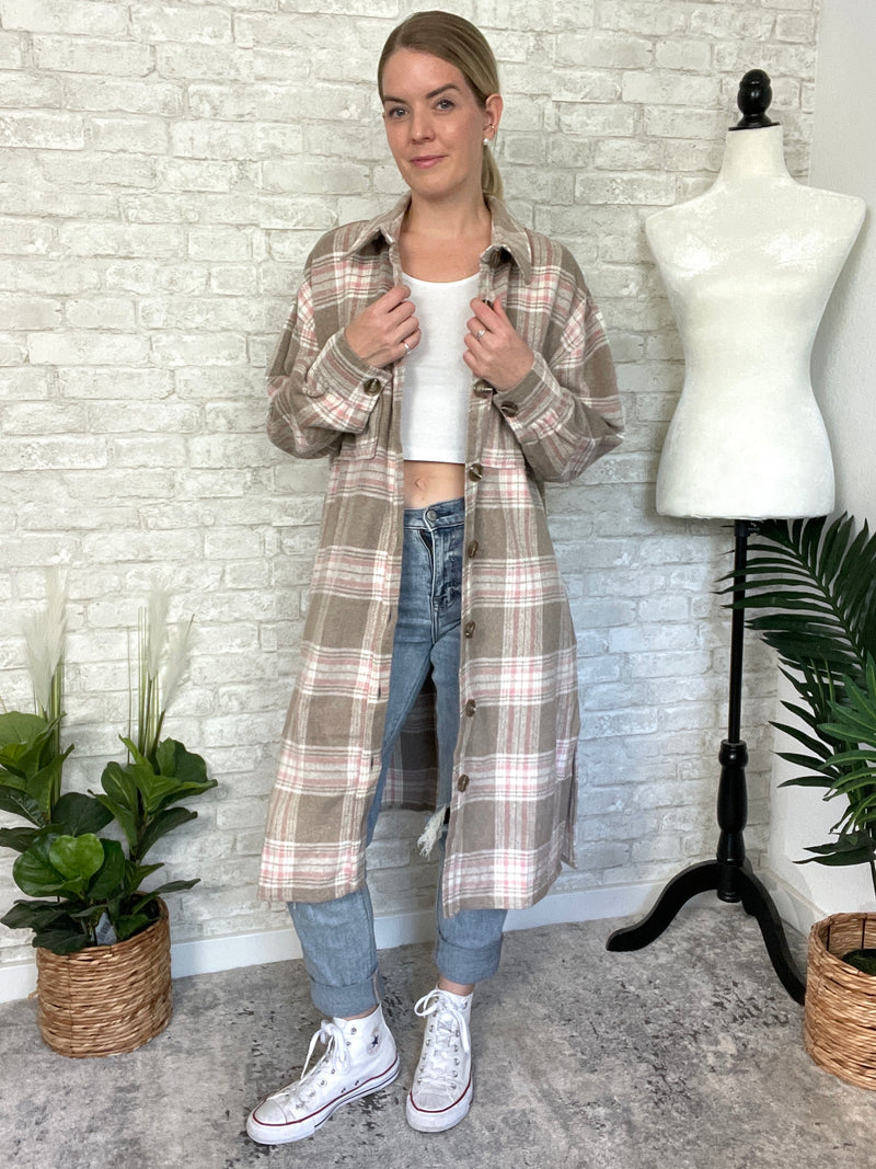 Cindy Plaid Shacket Long