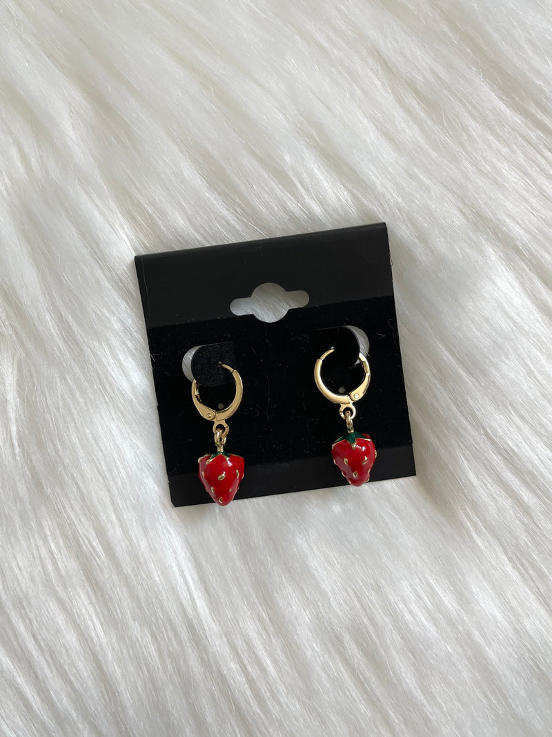 Strawberry Mini Gold Hoops