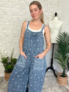 Flower Checker Print Overalls