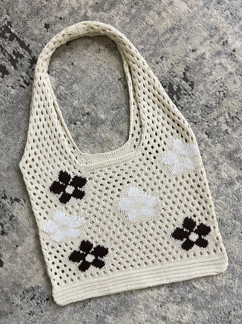 Floral Print Knitted Bag